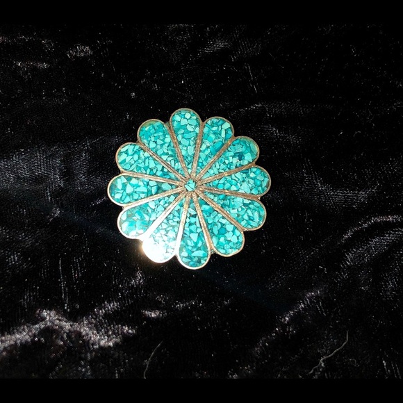 Alpaca Mexico brooch pin - Turquoise - Picture 5 of 5